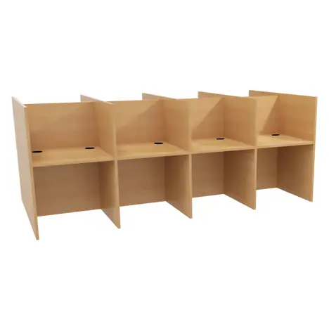Student Study Booths - (Back to Back) - H1230 x W3125 x D1575mm - Eight Person - Beech